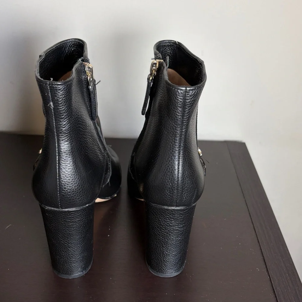 Kate Spade Thatcher Bootie Black Boot mini pebbled leather rounded closed toe 8